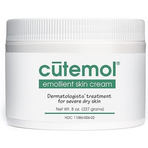 Cutemol Emollient Moisturizing Cream - Serious Moisturizer Lotion Balm for Recovering Dry, Damaged Skin - Hydration for Cracked Hands and Feet, Eczema, Psoriasis, and Raw Skin (8 oz)