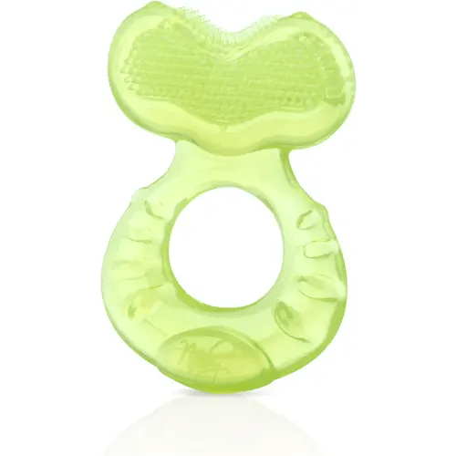 Nuby Silicone Teethe-eez Teether with Bristles, Includes Hygienic Case, Green