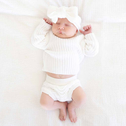 Knit Sweater & Lace Bloomer Set | Dove