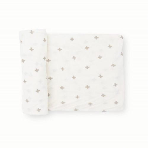 Little Unicorn Premium Stretch Knit Swaddle Blanket | Super Soft with Optimal Stretch & Breathability for swaddling (Grey Cross)