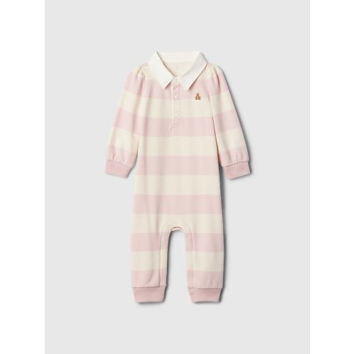Baby Vintage Soft Rugby Polo One-Piece in primitive pink, size: 3-6 M