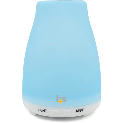 HealthSmart Essential Oil Diffuser, Cool Mist Humidifier and Aromatherapy Diffuser with 150ML Tank Ideal for Small Rooms, Adjustable Timer and Mist Mode, White