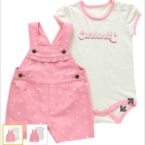 Girls' 2-Piece Short Sleeve Bodysuit & Canvas Shortall Set (Infant) | 9M | Carhartt