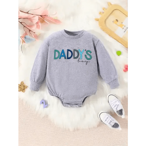 Spring And Autumn New Daddy's Boy Triangle Onesie Cotton Long Sleeve Romper