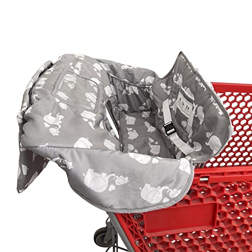 2-in-1 Shopping Cart and High Chair Cover for Baby~Padded~Fold'n Roll Style~Portable with Free Carry Bag (Gray Without Pillow)