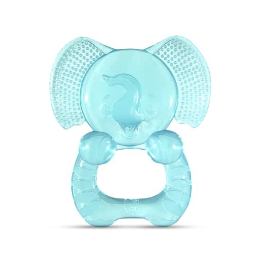 RaZbaby Elfy-Yummy Teether: Teething Relief Toy - Elephant Design, Medical Grade Silicone with Ultra Soft Bristle to Soothe Teething Discomfort Perfect Teething Toy for Babies 3m+