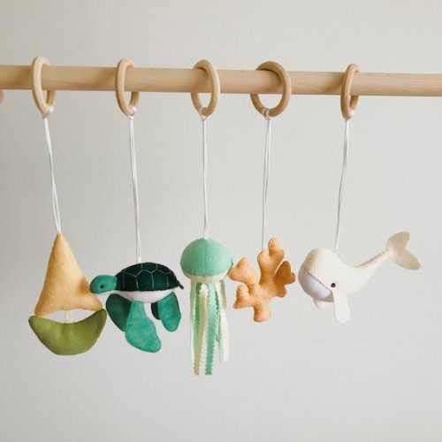 Baby Play Gym Ocean, Baby Gym Hanging Toys - Etsy - set of 5 toys WITH bells