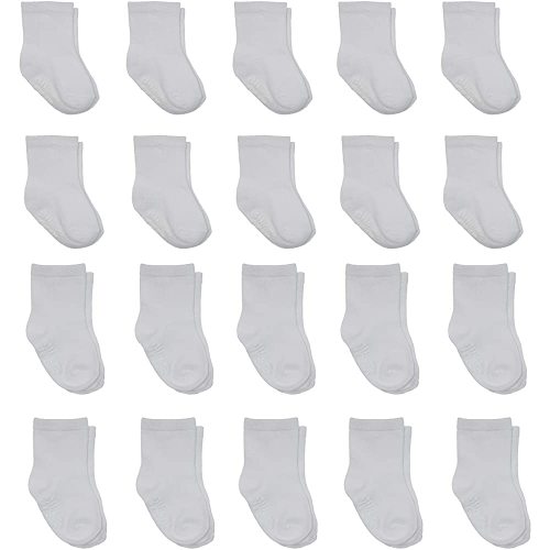 Little Me 20-Pack Newborn Baby Infant & Toddler Unisex Socks, 0-12/12-24 Months, Assorted Size Pack, White