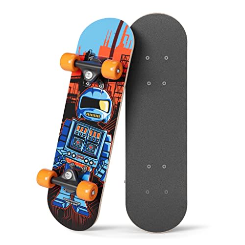 Rude Boyz 17" Micro Complete Skateboard | Maple Wood | ABEC 7 Bearings | Double Kick Concave Deck | Kids Skateboard, Ideal Toddler Cruiser Ages 2-5