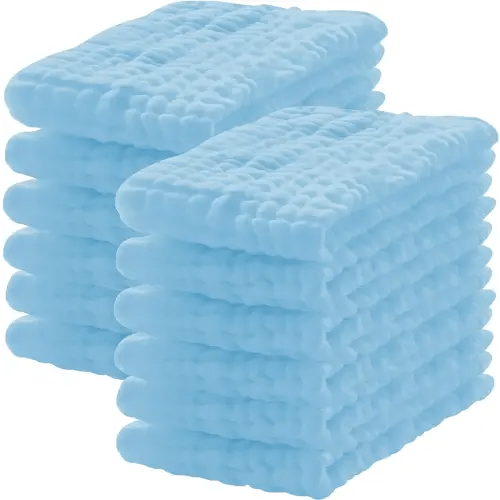 12 Pack Muslin Burp Cloths 100% Cotton Muslin Cloths Large 20''x10'' Extra Soft and Absorbent Baby Burping Cloth - Aqua