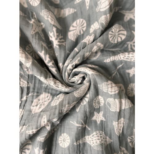 Neutral Seashell Muslin Swaddle Blanket | Organic Cotton Swaddle. 47 x 43