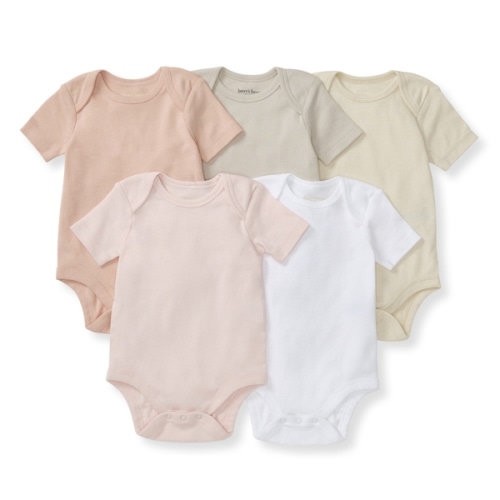 Solid Organic Cotton Short Sleeve Baby Bodysuits 5 Pack Ash