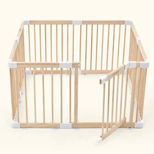 HARPPA Wooden Baby Gate Playpen | Non-Toxic Foldable DIY Adjustable Play Yard for Infants & Toddlers – Natural Finish Baby Fence for Small & Large Spaces