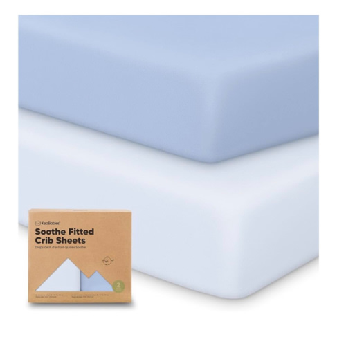 KeaBabies 2-Pack Organic Crib Sheets for Boys, Girls - 52x28 Fitted Crib Mattress Sheet Neutral, Breathable Jersey Cotton Cover for Baby Bed, Toddler Mattress, Soft & Cute Prints (Blue Flax)