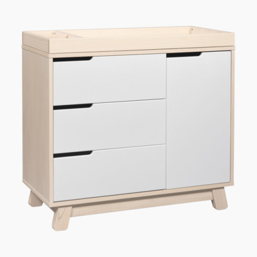 babyletto Hudson 3-Drawer Changer Dresser with Removable Changing Tray - Washed Natural / White