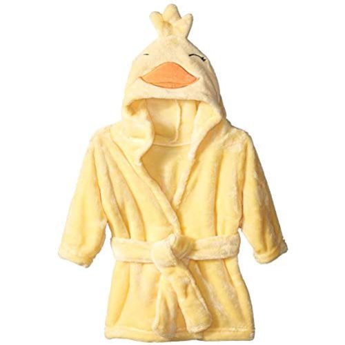 Hudson Baby Unisex Baby Plush Animal Face Robe, Duck, One Size, 0-9 Months