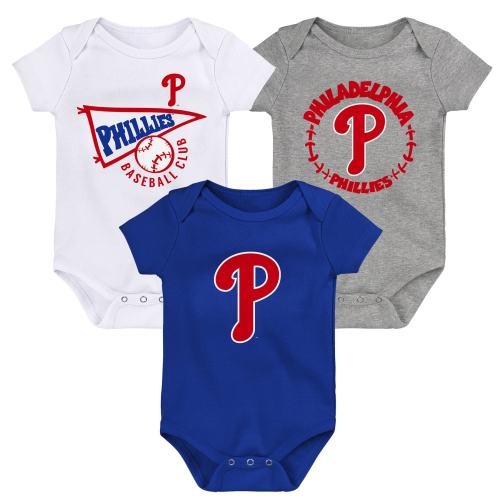 Infant Philadelphia Phillies Royal/White/Heather Gray Biggest Little Fan 3-Pack Bodysuit Set