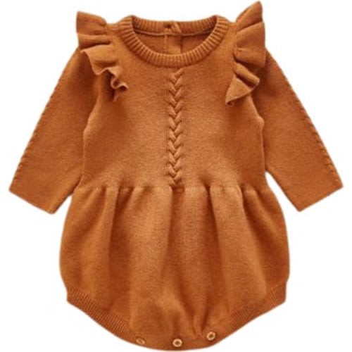 Lizzie Ruffle Sleeve Knit Cotton Bodysuit, 0-3M