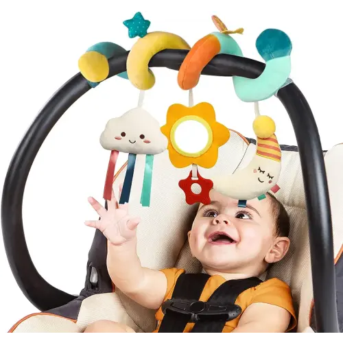 Car Seat Toys Stroller Toys Newborn Toys Baby Toys 0-6 Months, Infant Toys 0-3 Months Baby Toys 3-6 Months for Mobile Crib Bassinet with Squeak Mirror Teether for 0 3 6 9 12 Boys Girls Babies