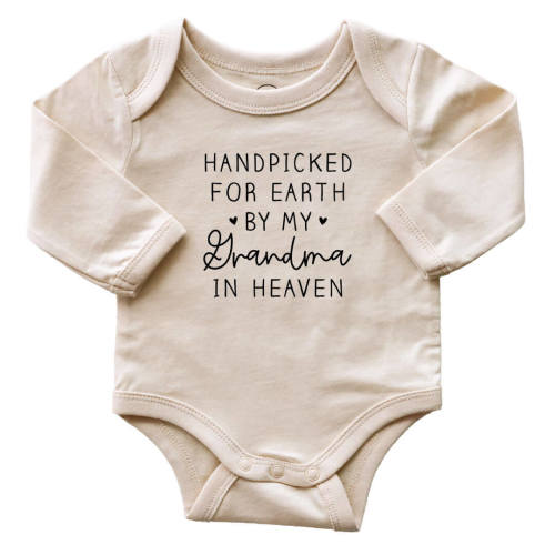 Personalized Handpicked Long Sleeve Graphic Bodysuit | Natural