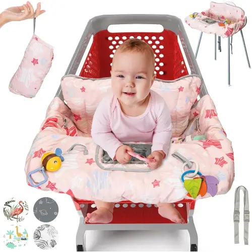 Shopping Cart Cover for Baby PILLANI, High Chair Cover for Restaurant Seat, Grocery Cart Cover for Baby Girl/Boy, Cotton Buggy Covers for Babies, Toddler Shopping Cart Cover