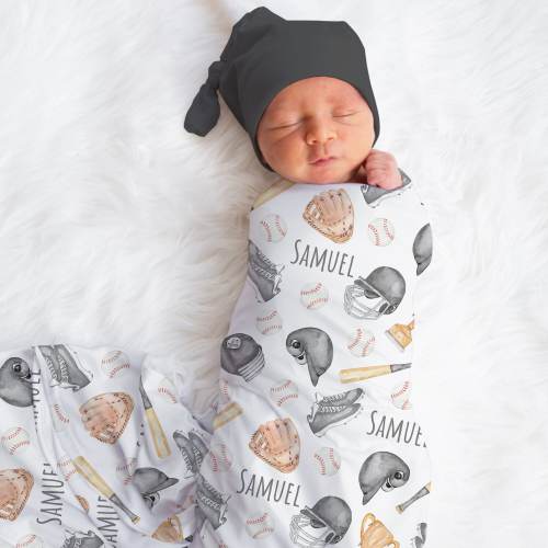 Custom Baseball Baby Name Blanket Personalized Sports Swaddle Hospital Blanket New Mom Gift Newborn Gift Baby Shower Gift Toddler Blanket