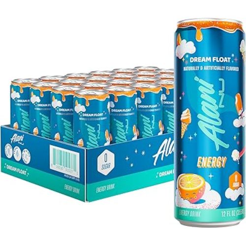 Alani Nu Dream Float Sugar Free, Low Calorie Energy Drinks | 200mg Caffeine | Pre Workout Performance with Antioxidants | Biotin B Vitamins | Zero Sugar | 15 Calories or Less | 12 Fl Oz Cans (24 Pack)