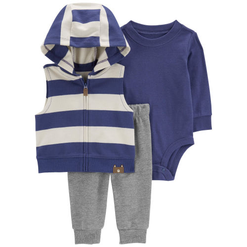 Baby 3-Piece Striped Little Vest Set