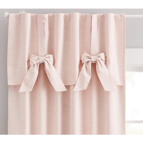Evelyn Linen Blend Bow Valance Kids Blackout Curtain | Pottery Barn Kids