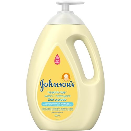 Johnson's Baby Wash and Shampoo for Baths, Head-to-Toe, Tear Free, 1000 ml, white