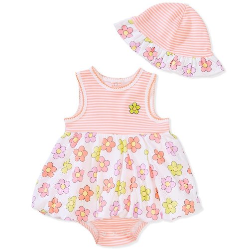 Little Me Baby Girls 3-24 Months Sleeveless Striped & Daisy-Printed Skirted Bodysuit
