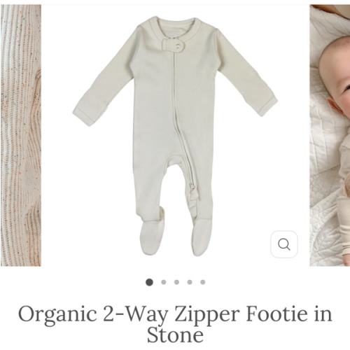 Organic 2-Way Zipper Footie in Stone – L'ovedbaby