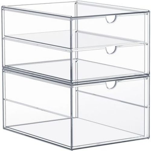 Sorbus 2 Pack 3-Drawer Clear Stackable Storage Organizer - Bathroom, Laundry Room & Home Countertop Drawer System