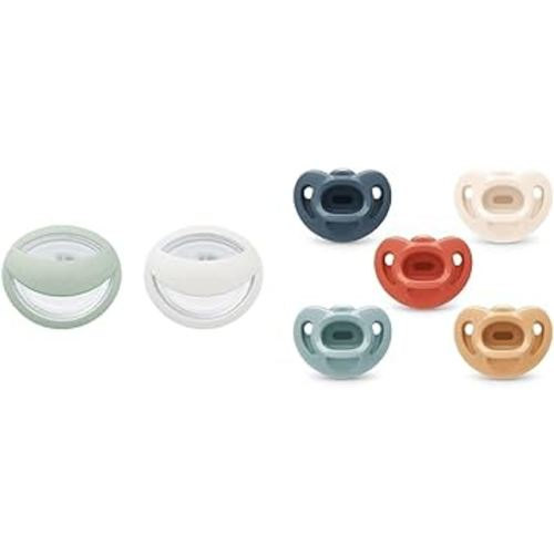 NUK for Nature™ Simply Natural Pacifier, Silicone, 0-6M & Comfy Orthodontic Pacifiers, 0-6 Months, Timeless Collection, 5 Count (Pack of 1)