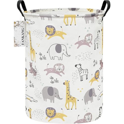 Storage Basket, Nursery Hamper Canvas Laundry Basket Foldable with Waterproof PE Coating Large Storage Baskets for Kids Boys and Girls, Office, Bedroom, Clothes,Toys(Lovely Animals)