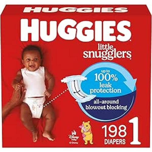 Huggies Size 1 Diapers, Little Snugglers Diapers, Size 1 (8-14 lbs), 198 Count (6 Packs of 33), Packaging May Vary