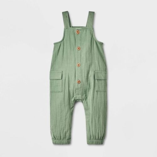 Baby Boys' Cargo Dungaree Romper - Cat & Jack™ Green - 6 to 9 Months