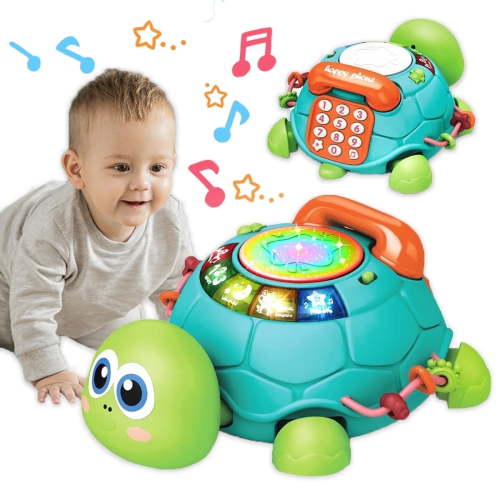 Caunedy Musical Turtle Crawling Baby Toys for 12-18 Months, Early Learning Educational Toy with Light & Sound,Light Up Tummy Time Educational Learning Toys for 1 2 3 Year Old Boy Girl Gifts