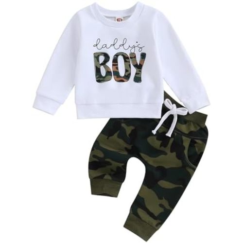 Kupretty Toddler Baby Boy Fall Winter Clothes Letter Graphic Long Sleeve Sweatshirt Pullover Tops + Joggers Pants Outfit Set