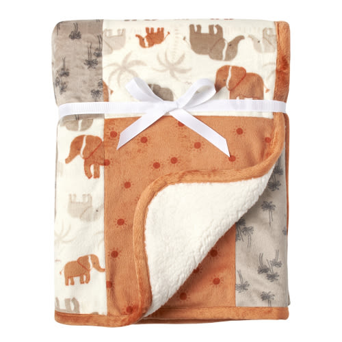 Modern Moments by Gerber Baby & Toddler Boy Super Soft Patchwork Blanket, Beige Safari