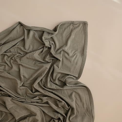 mushie Stretchy Baby Swaddle Blanket | Extra Soft & Snug Fit | 47"x47" (Dried Thyme)