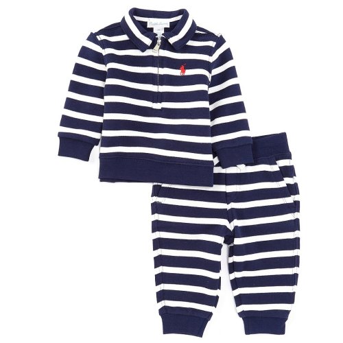 Ralph Lauren Baby Boys 3-24 Months Long Sleeve Striped French Terry Pullover & Jogger Pant Set