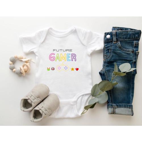 Future Gamer Baby Onesie, Cute Video Game Controller & Character Design, Ideal Baby Shower Gift, Perfect for Gaming Families