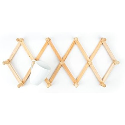 Fox Run Expanding Beechwood Coffee Mug Wall Rack