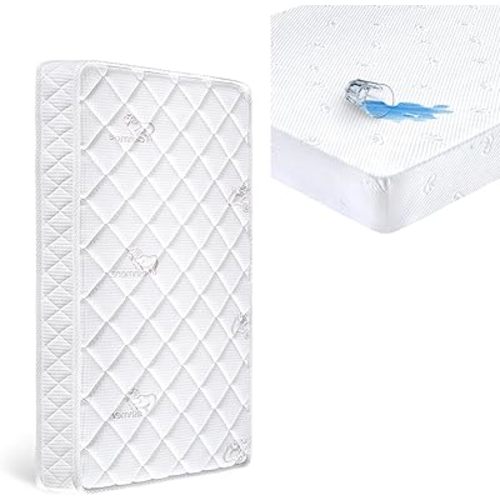 Crib Mattress + Waterproof Crib Mattress Protector Sheets Fitted