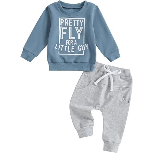 Newborn Baby Boy Fall Clothes Long Sleeve Round Neck Letter Print Sweatshirt Top Long Pants Cute Toddler Winter Outfits