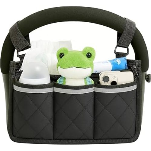 Stroller Caddy Stroller Organizer With Cup Holder, Non Slip Straps Stroller Bag for Phone, Pet Stroller Accessories,Universal Stroller Organizer,Fits Single & Double Strollers