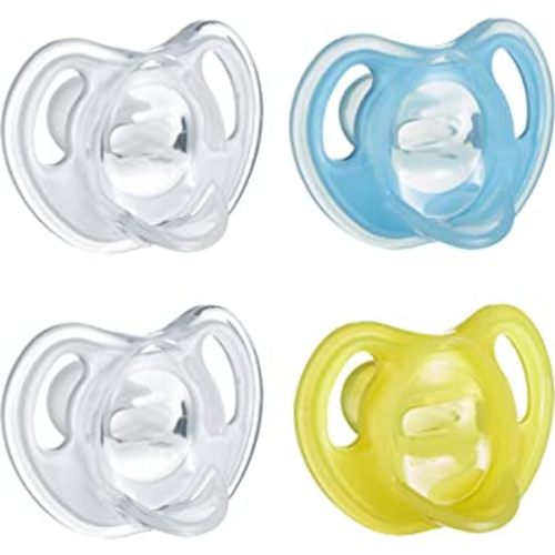 Tommee Tippee Ultra-Light Silicone Pacifier, Symmetrical One-Piece Design, BPA-Free Silicone Binkies, 6-18m, 4-Count