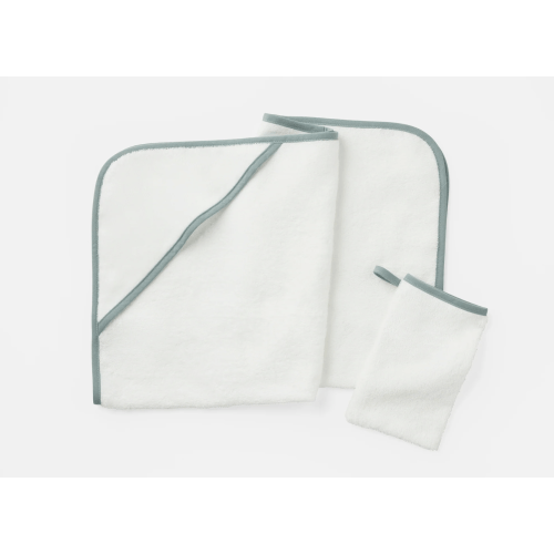 Cloud Loom™ Organic Baby Hooded Towel and Bath Mitt Set – Coyuchi