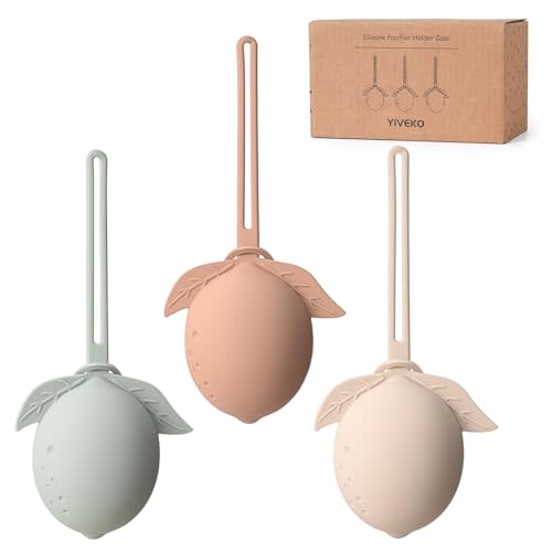 YIVEKO Silicone Pacifier Holder Case Binky Holder Baby Pacifier Case for Boys Girls Portable Silicone Paci Storage Pouch for Newborns 3 Pack-Ivory+Sage+Brown